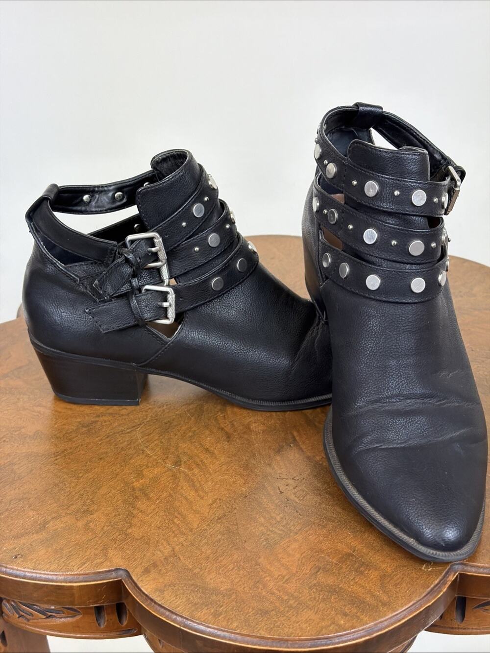 Sam Edelman Black Bootie Circus Studded Ankle Boots Womens Size 9.5 Ladies Shoes